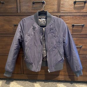 Gray bomber jacket